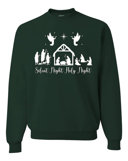 Silent Night Holy Night Religious Jesus Ugly Christmas Sweater, Christmas Gifts, Funny Xmas Gift Idea, Unisex Crewneck Sweatshirt