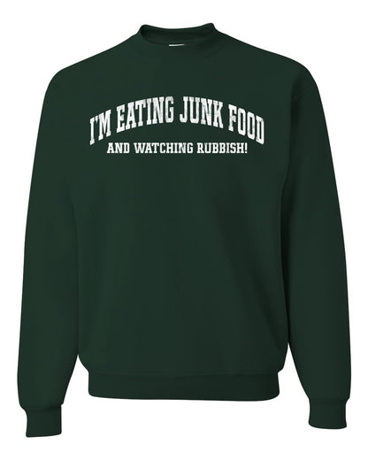 Vintage Movie Quote Eating Junk Food And Watching Rubbish, Christmas Gifts, Funny Xmas Gift Idea, Ugly Christmas Sweater Unisex Crewneck Sweatshirt
