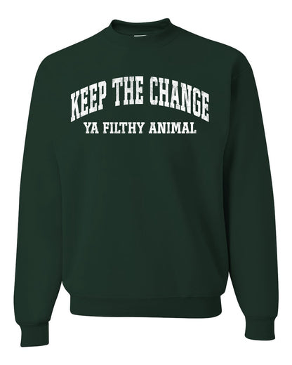 Vintage Movie Quote Keep The Change Filthy Animal, Christmas Gifts, Funny Xmas Gift Idea, Ugly Christmas Sweater Unisex Crewneck Sweatshirt