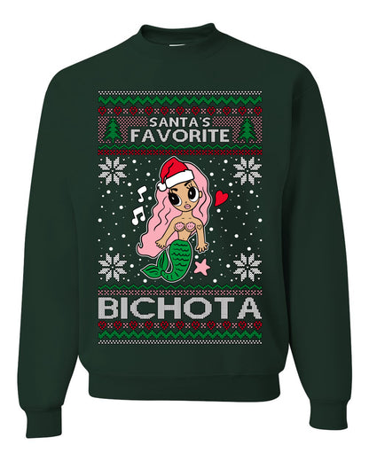 Christmas Karol Santa's Favorite Bichota, Christmas Gifts, Funny Xmas Gift Idea, Ugly Christmas Sweater Unisex Crewneck Sweatshirt