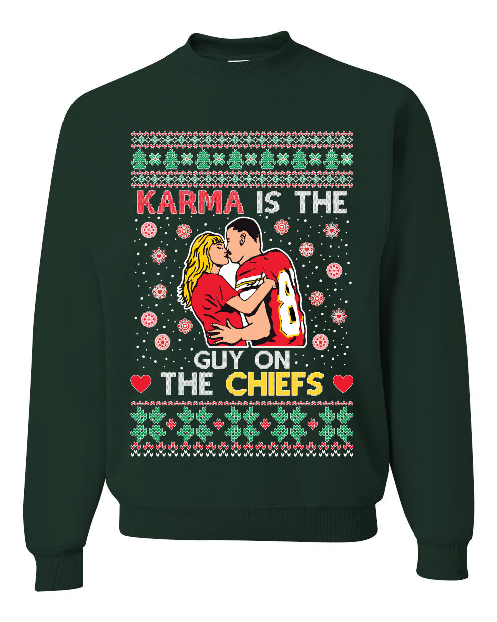 Karma is the Guy on the Football Team, Christmas Gifts, Funny Xmas Gift Idea, Ugly Christmas Sweater Unisex Crewneck Sweatshirt