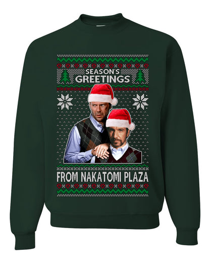 Nakatomi Plaza  Season's Greeting, Christmas Gifts, Funny Xmas Gift Idea, Ugly Christmas Sweater Unisex Crewneck Sweatshirt