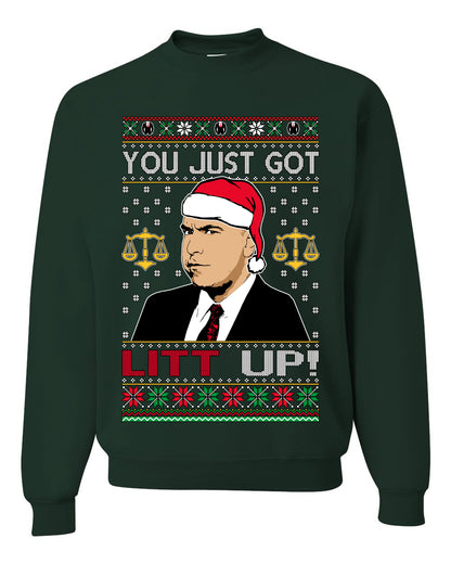 Just Got Litt Up Louis, TV Series, Christmas Gifts, Funny Xmas Gift Idea, Ugly Christmas Sweater Unisex Crewneck Sweatshirt