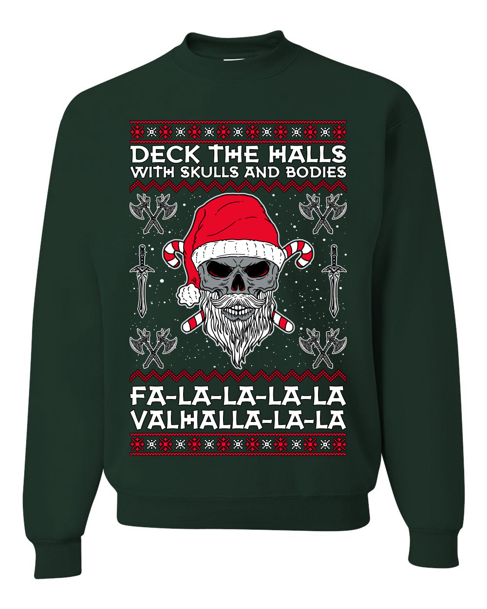 Valhalla Deck The Halls With Skulls & Bodies Movie Xmas Shirt, Christmas Gifts, Funny Xmas Gift Idea, Ugly Christmas Sweater Unisex Crewneck Sweatshirt