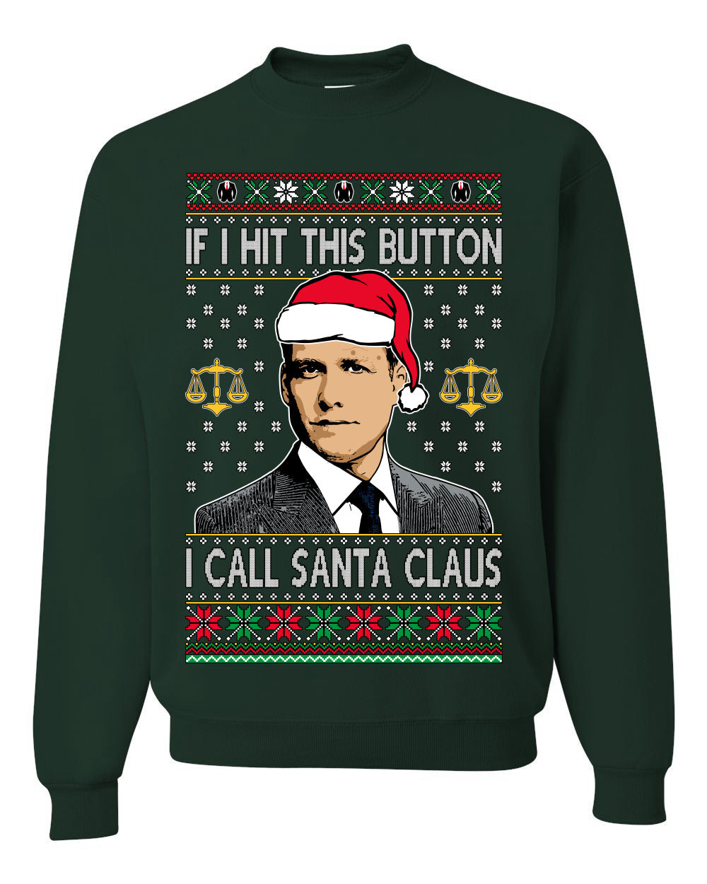 TV Show Parody Harvey Hit This Button I Call Santa Specter, Christmas Gifts, Funny Xmas Gift Idea, Ugly Christmas Sweater Unisex Crewneck Sweatshirt