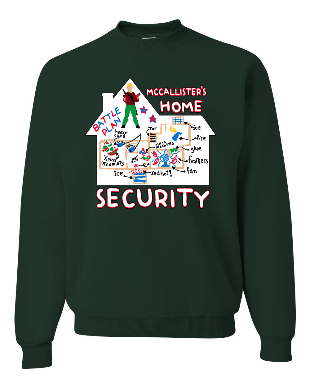 Battle Plans Alone McCallister's Home Security , Christmas Gifts, Funny Xmas Gift Idea, Ugly Christmas Sweater Unisex Crewneck Sweatshirt