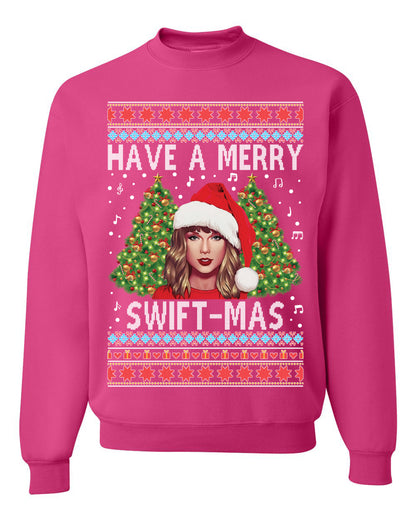Merry Swiftmas Christmas Sweater, Christmas Gifts, Funny Xmas Gift Idea,Swiftie shirt Ugly Christmas Sweater Unisex Crewneck Sweatshirt