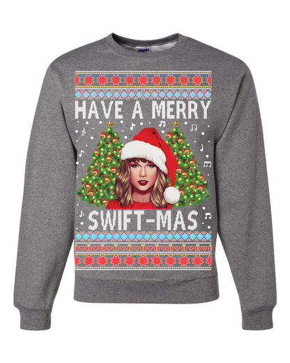 Merry Swiftmas Christmas Sweater, Christmas Gifts, Funny Xmas Gift Idea,Swiftie shirt Ugly Christmas Sweater Unisex Crewneck Sweatshirt