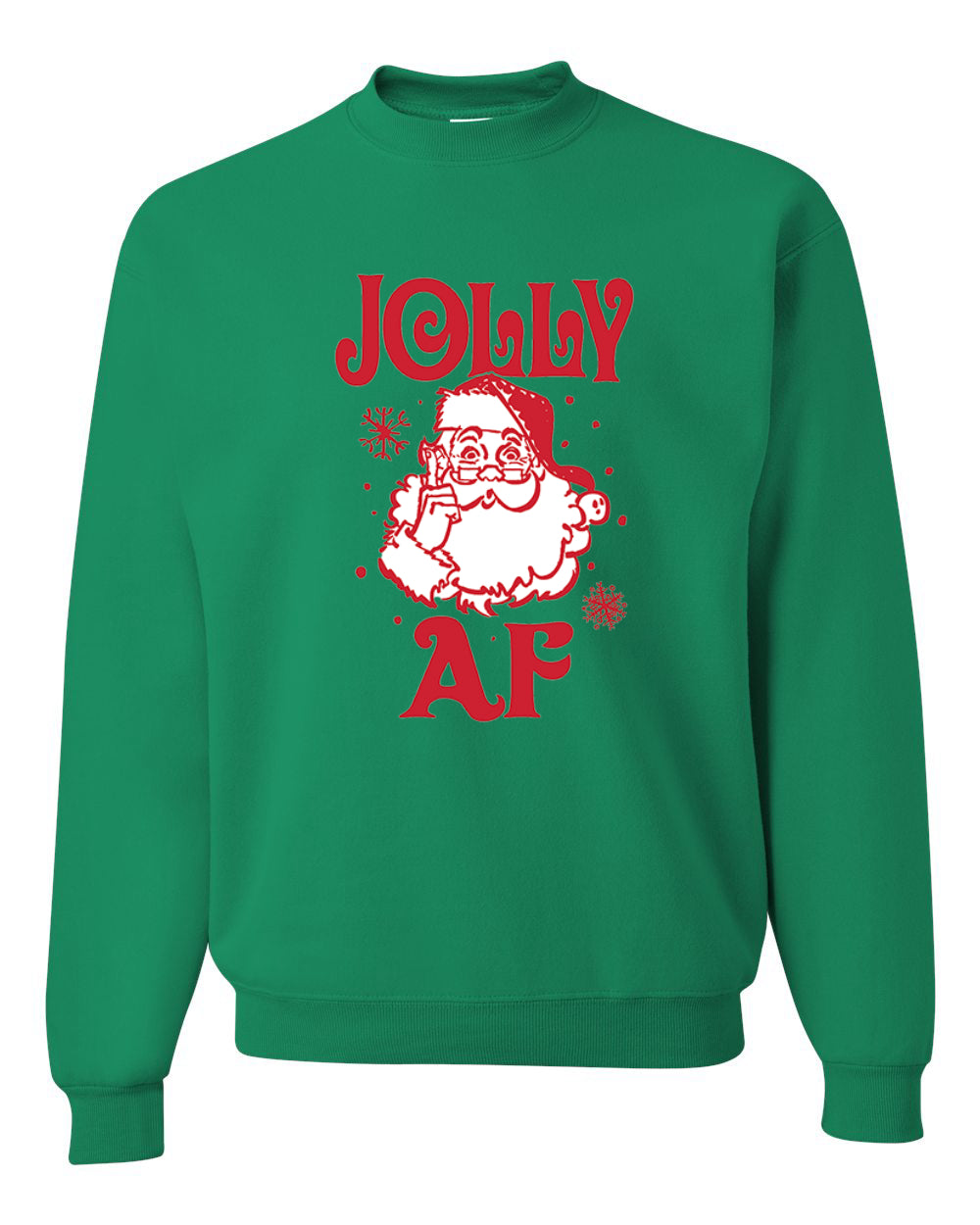 Unisex Graphic Crewneck Christmas Sweatshirt, Santa Jolly AF Ugly Christmas Sweater Unisex Crewneck Sweatshirt
