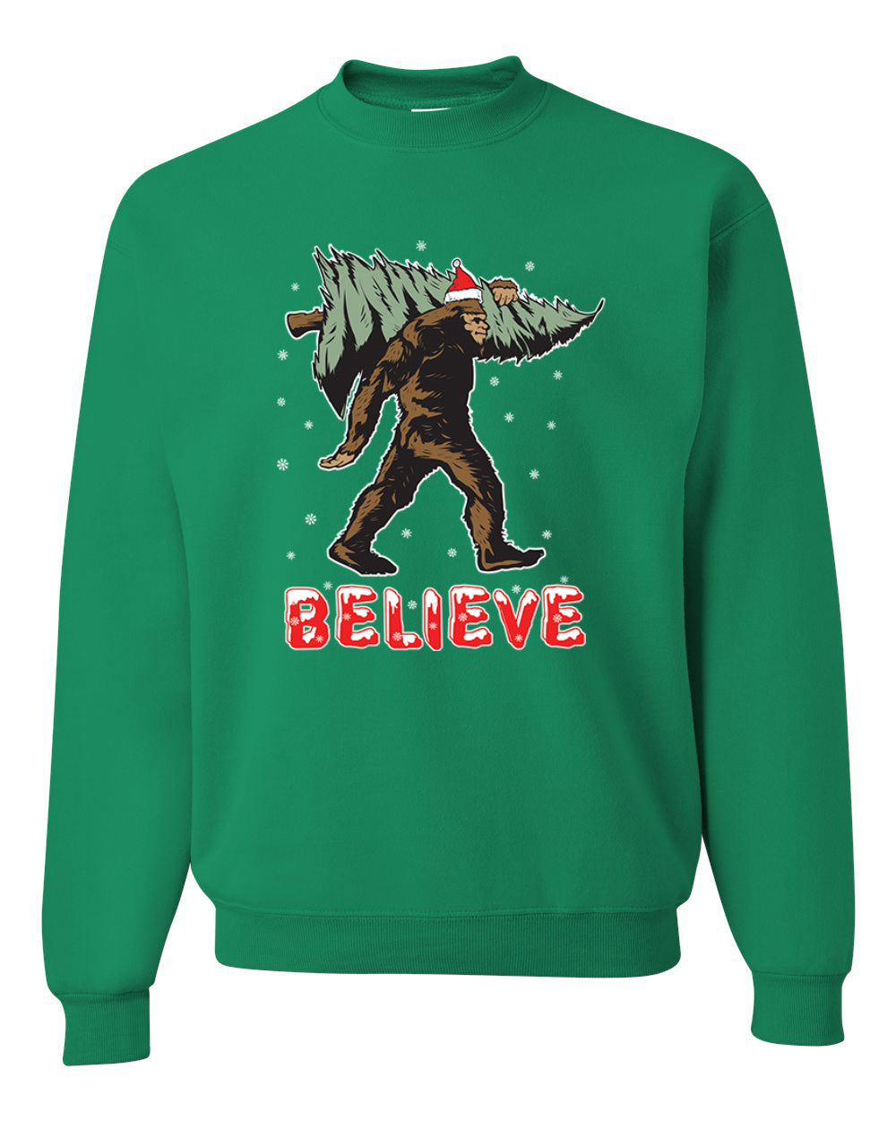 Men's Christmas Long Sleeve Shirt Believe Santa Sasquatch Bigfoot Wild Bobby Ugly Christmas Sweater Unisex Crewneck Sweatshirt
