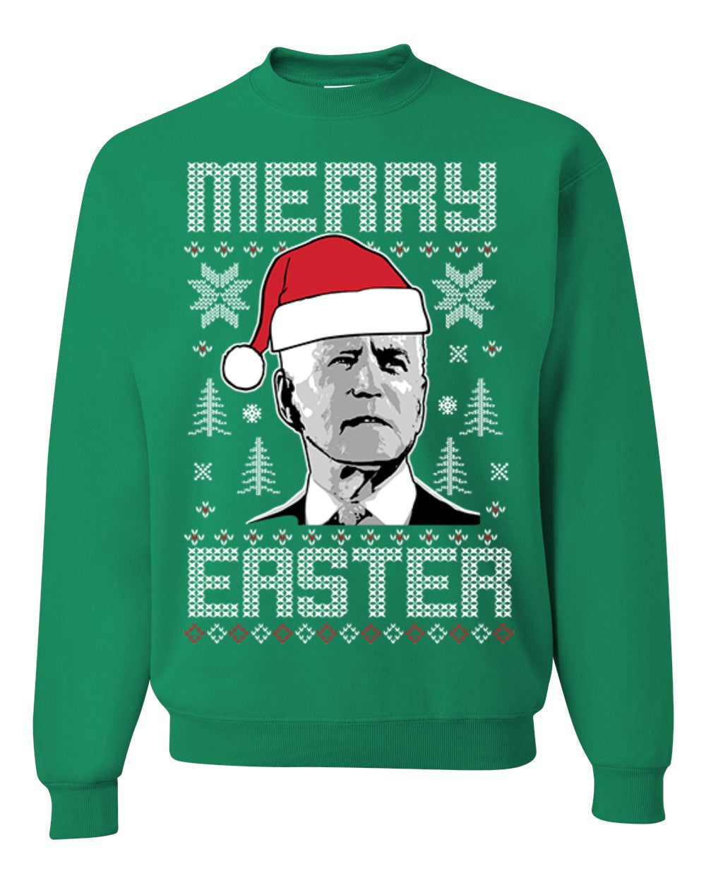 Funny Unisex Graphic Ugly Xmas Holiday Sweater Crewneck Sweatshirt Merry Easter Biden Santa Hat Ugly Christmas Sweater Unisex Crewneck Sweatshirt