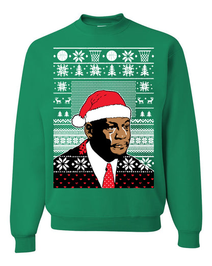 Christmas Crying Jordan, Christmas Gifts, Funny Xmas Gift Idea, Ugly Christmas Sweater Unisex Crewneck Sweatshirt