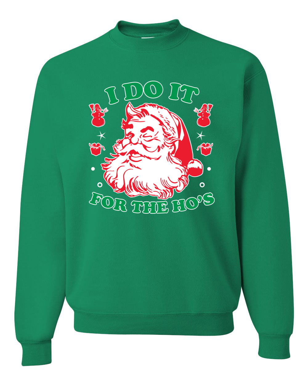Men's Ugly Sweater for Christmas Long Sleeve Shirt "I Do it for the Hos" Ugly Christmas Sweater Unisex Crewneck Sweatshirt