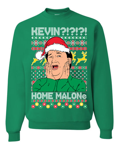Unisex Christmas Graphic Sweatshirt Crewneck, Kevin Home Malone The Office TV Ugly Christmas Sweater Unisex Crewneck Sweatshirt