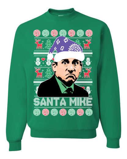 The Office Santa Mike Michael Scott Graphic Unisex Ugly Xmas Crewneck Sweater Ugly Christmas Sweater Unisex Crewneck Sweatshirt