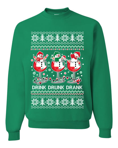 Holiday Spirits Drink Drank Drunk Snowmen, Christmas Gifts, Funny Xmas Gift Idea, Ugly Christmas Sweater Unisex Crewneck Sweatshirt