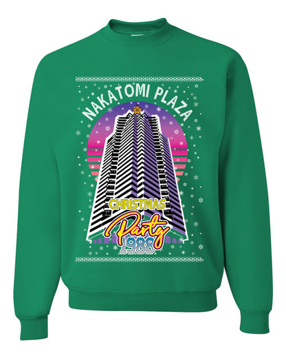 Retro Nakatomi Plaza 1988 Holiday Party, Xmas Movie, Christmas Gifts, Funny Xmas Gift Idea, Ugly Christmas Sweater Unisex Crewneck Sweatshirt