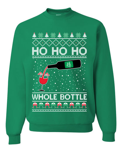 Ho Ho Ho Whole Bottle Wine Spirits, Christmas Gifts, Funny Xmas Gift Idea, Ugly Christmas Sweater Unisex Crewneck Sweatshirt