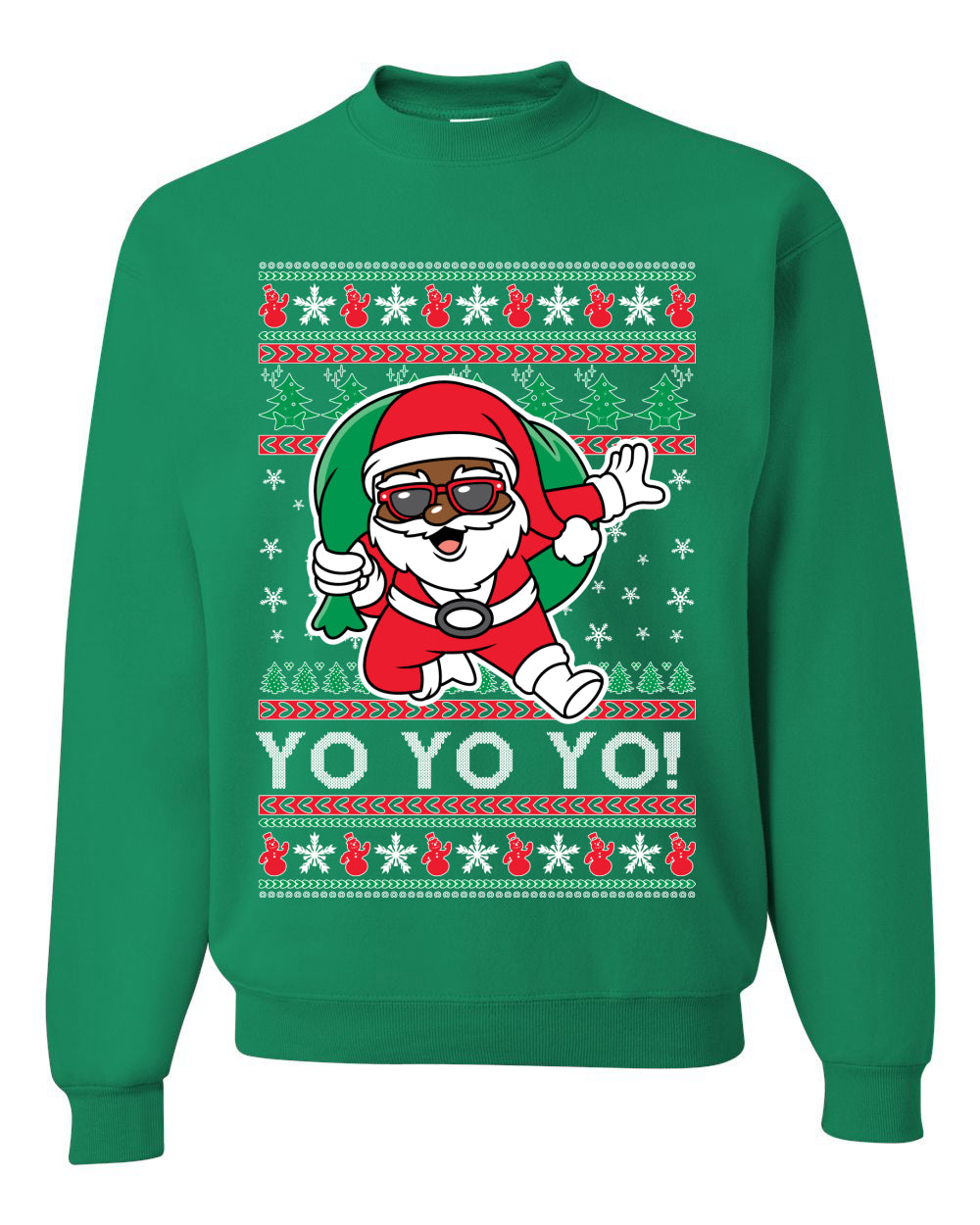 Yo Yo Yo Black Santa, Christmas Gifts, Funny Xmas Gift Idea, Ugly Christmas Sweater Unisex Crewneck Sweatshirt