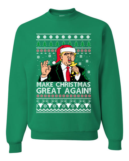 Funny Graphic Meme Ugly Unisex Christmas Crewneck Sweater Sweatshirt, Donald Trump, "Make Christmas Great Again" Ugly Christmas Sweater Unisex Crewneck Sweatshirt