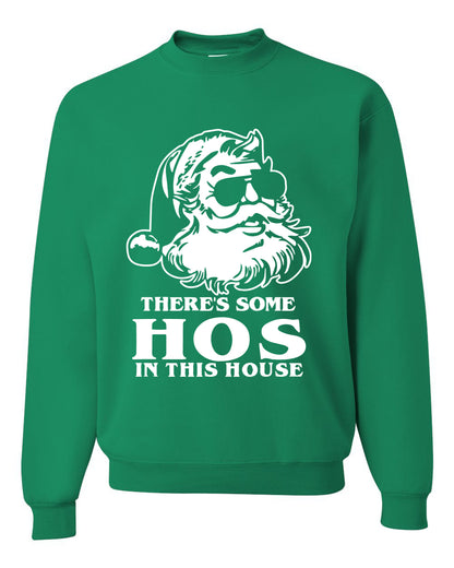 Unisex Graphic Crewneck Christmas Sweatshirt, There's Some Hos In This House Ugly Christmas Sweater Unisex Crewneck Sweatshirt