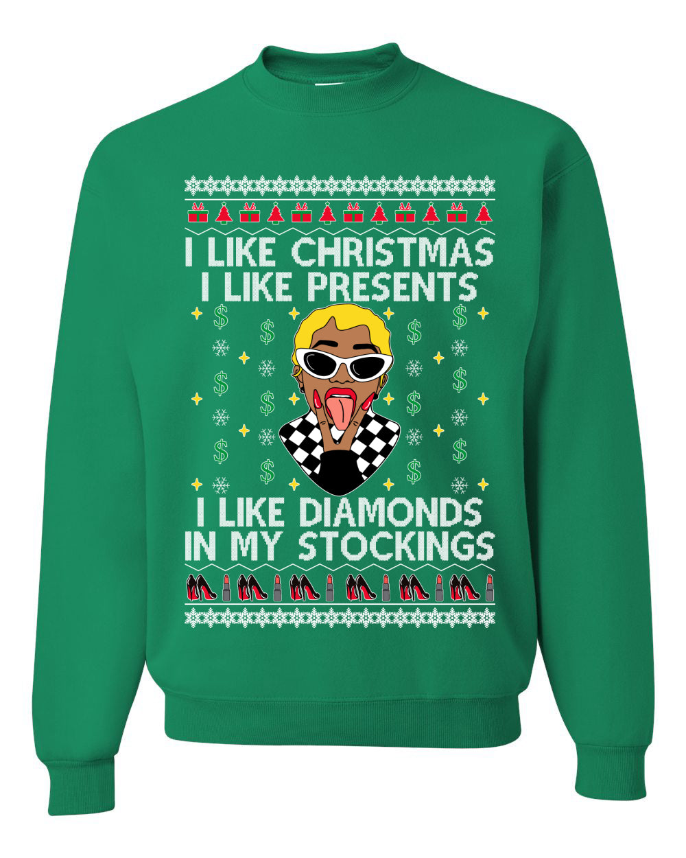 I Like Christmas, I like Presents Cardi, Christmas Gifts, Funny Xmas Gift Idea, Ugly Christmas Sweater Unisex Crewneck Sweatshirt