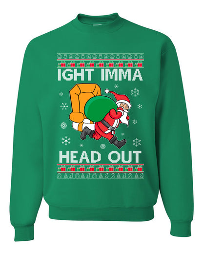 Graphic Funny Meme Ugly Christmas Crewneck Sweater Sweatshirt Ight Imma Head Out, Wild Bobby Ugly Christmas Sweater Unisex Crewneck Sweatshirt