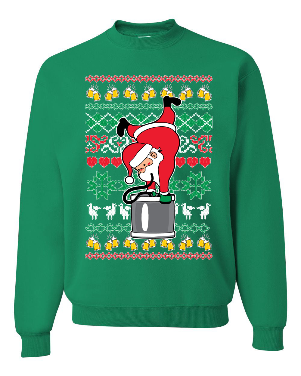 Unisex Ugly Xmas Graphic Crewneck Sweater Sweatshirt Drunk Keg Stand Beer Drinking Santa Ugly Christmas Sweater Unisex Crewneck Sweatshirt