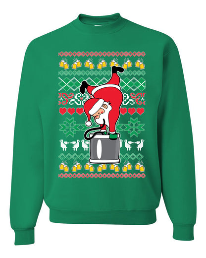 Unisex Ugly Xmas Graphic Crewneck Sweater Sweatshirt Drunk Keg Stand Beer Drinking Santa Ugly Christmas Sweater Unisex Crewneck Sweatshirt