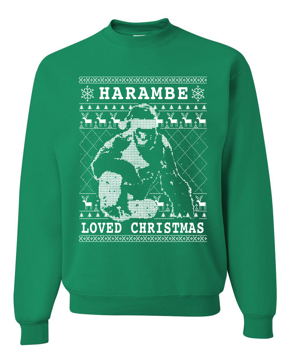 Ugly Christmas Graphic Hoodie Sweater Sweatshirt Harambe Loved Christmas Funny Meme Holiday Gorilla  Ugly Christmas Sweater Unisex Crewneck Sweatshirt