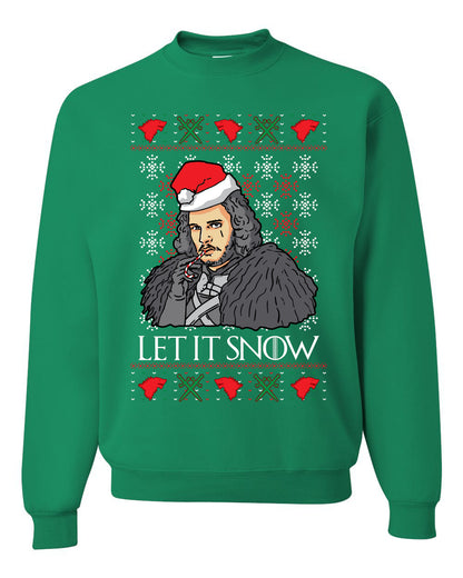 Full Color Men's Ugly Christmas Sweater T-Shirt GoT "Let It Snow Jon Snow" Ugly Christmas Sweater Unisex Crewneck Sweatshirt