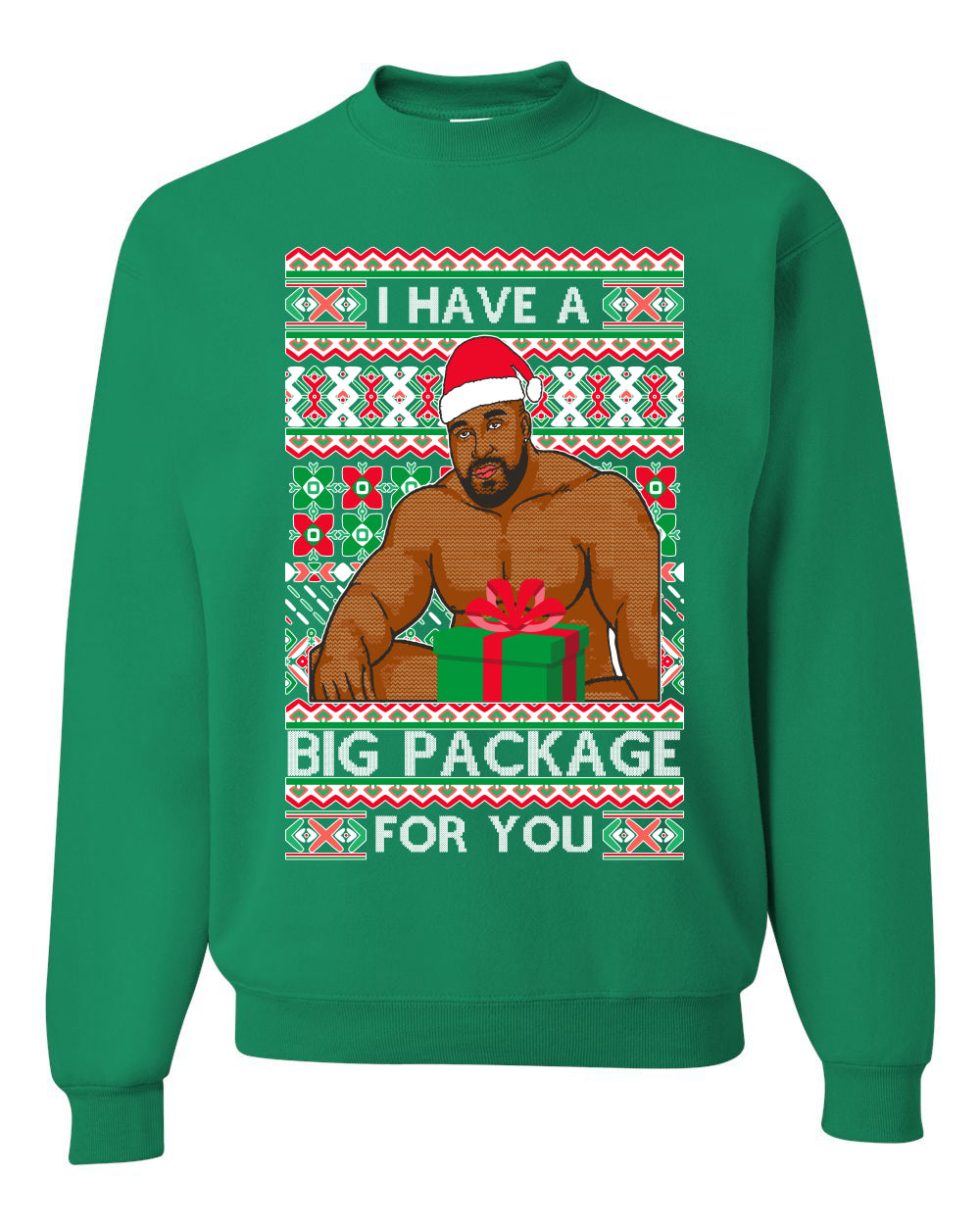 Meme Christmas Ugly Sweater Barry Wood I have a Big Package Ugly Christmas Sweater Unisex Crewneck Sweatshirt