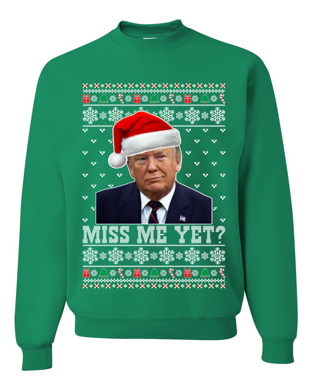 Premium Graphic Ugly Christmas Sweater Sweatshirt Hoodie Donald Trump US President USA, Miss Me Yet?  Ugly Christmas Sweater Unisex Crewneck Sweatshirt