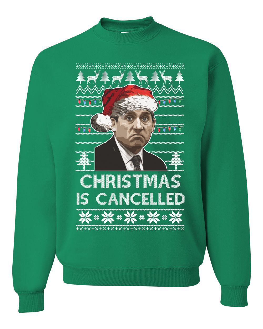 Men's Ugly Sweater for Christmas Long Sleeve Shirt Michael Scott Office "Christmas Is Cancelled" Ugly Christmas Sweater Unisex Crewneck Sweatshirt