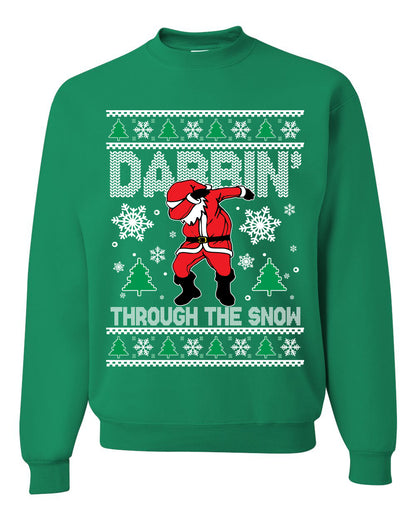 Crewneck Ugly Holiday Unisex Sweater Sweatshirt, Dabbing Through The Snow, Wild Bobby Ugly Christmas Sweater Unisex Crewneck Sweatshirt
