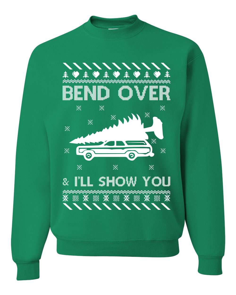 Unisex Ugly Xmas Sweater Graphic T-Shirt, "Bend Over and I'll Show You", Wild Bobby  Ugly Christmas Sweater Unisex Crewneck Sweatshirt