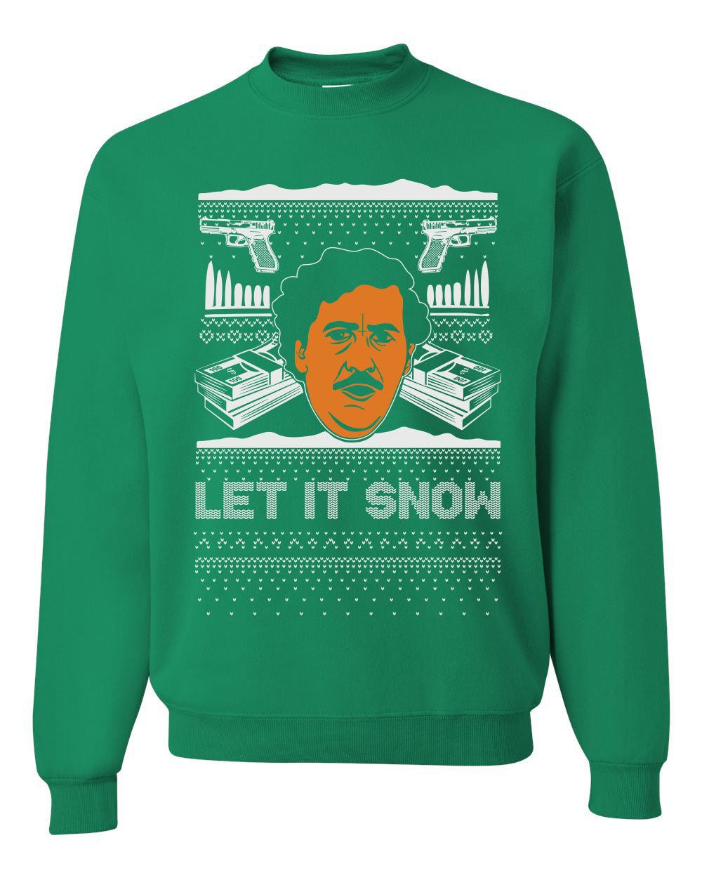 Ugly Christmas Crewneck Sweater Graphic Sweatshirt Unisex Funny, Let It Snow, Pablo Escobar, Merry Xmas Ugly Christmas Sweater Unisex Crewneck Sweatshirt