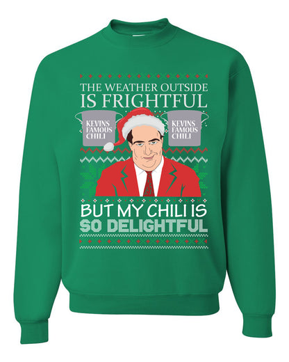 Ugly Christmas Crewneck Sweater Graphic Sweatshirt Unisex Kevin's Famous Chili is So Delightful, Wild Bobby  Ugly Christmas Sweater Unisex Crewneck Sweatshirt