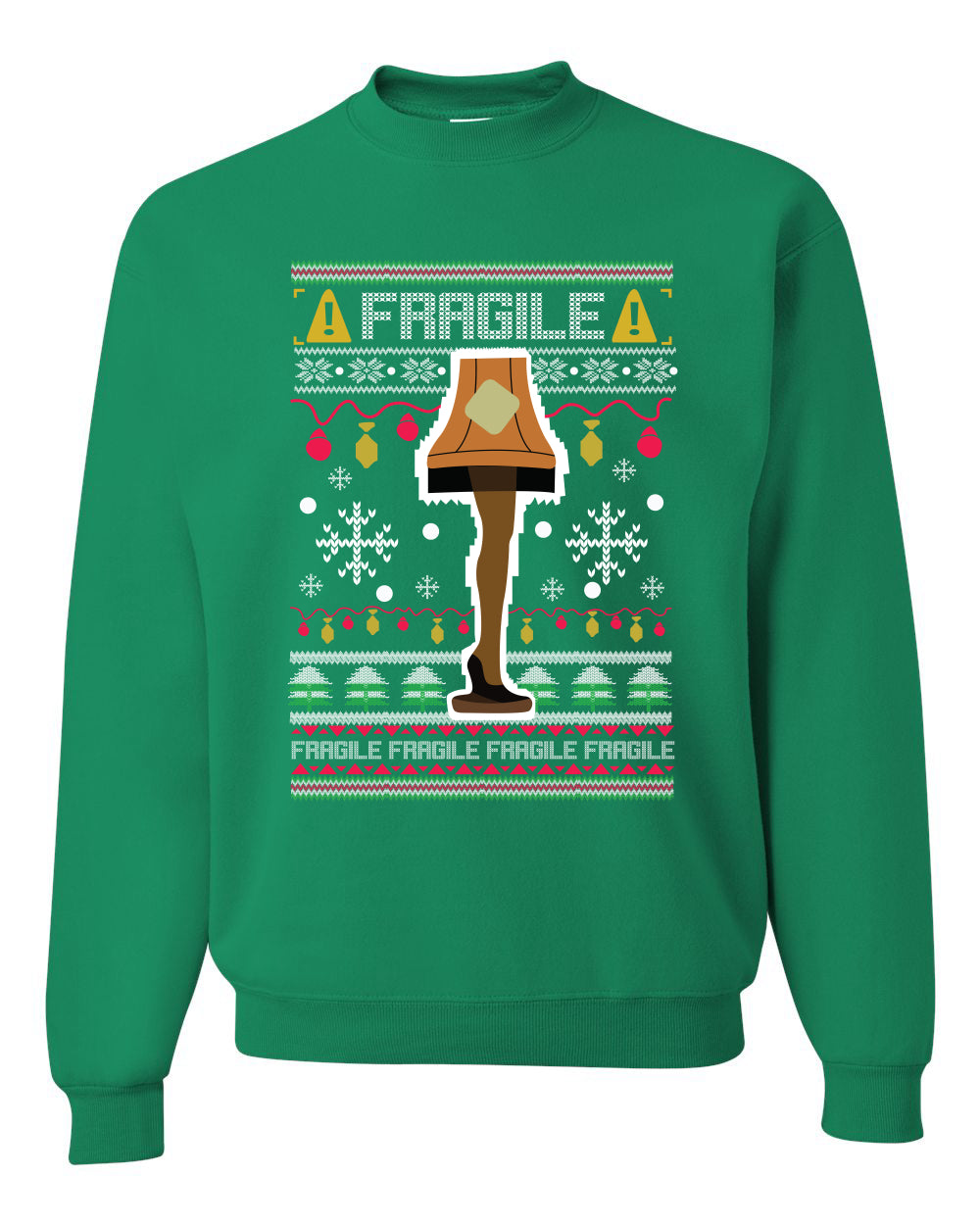 Men's Funny Ugly Xmas Holiday Sweater Long Sleeves Wild Bobby's Fragile Leg Lamp Ugly Christmas Sweater Unisex Crewneck Sweatshirt