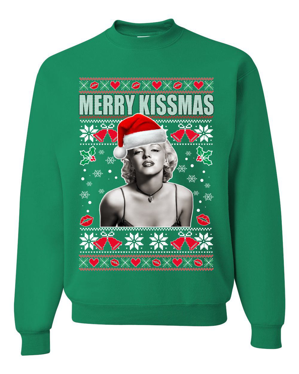 Merry Kissmas Marilyn Monroe, Christmas Gifts, Funny Xmas Gift Idea, Ugly Christmas Sweater Unisex Crewneck Sweatshirt