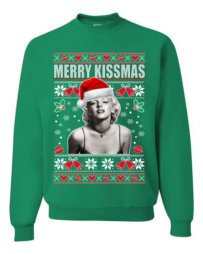 Merry Kissmas Marilyn Monroe, Christmas Gifts, Funny Xmas Gift Idea, Ugly Christmas Sweater Unisex Crewneck Sweatshirt
