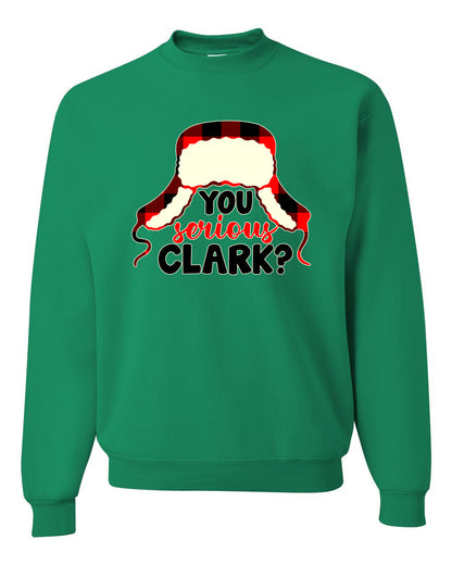 Women's Christmas Top Scoop Long Sleeve, You Serious Clark? Wild Bobby Ugly Christmas Sweater Unisex Crewneck Sweatshirt