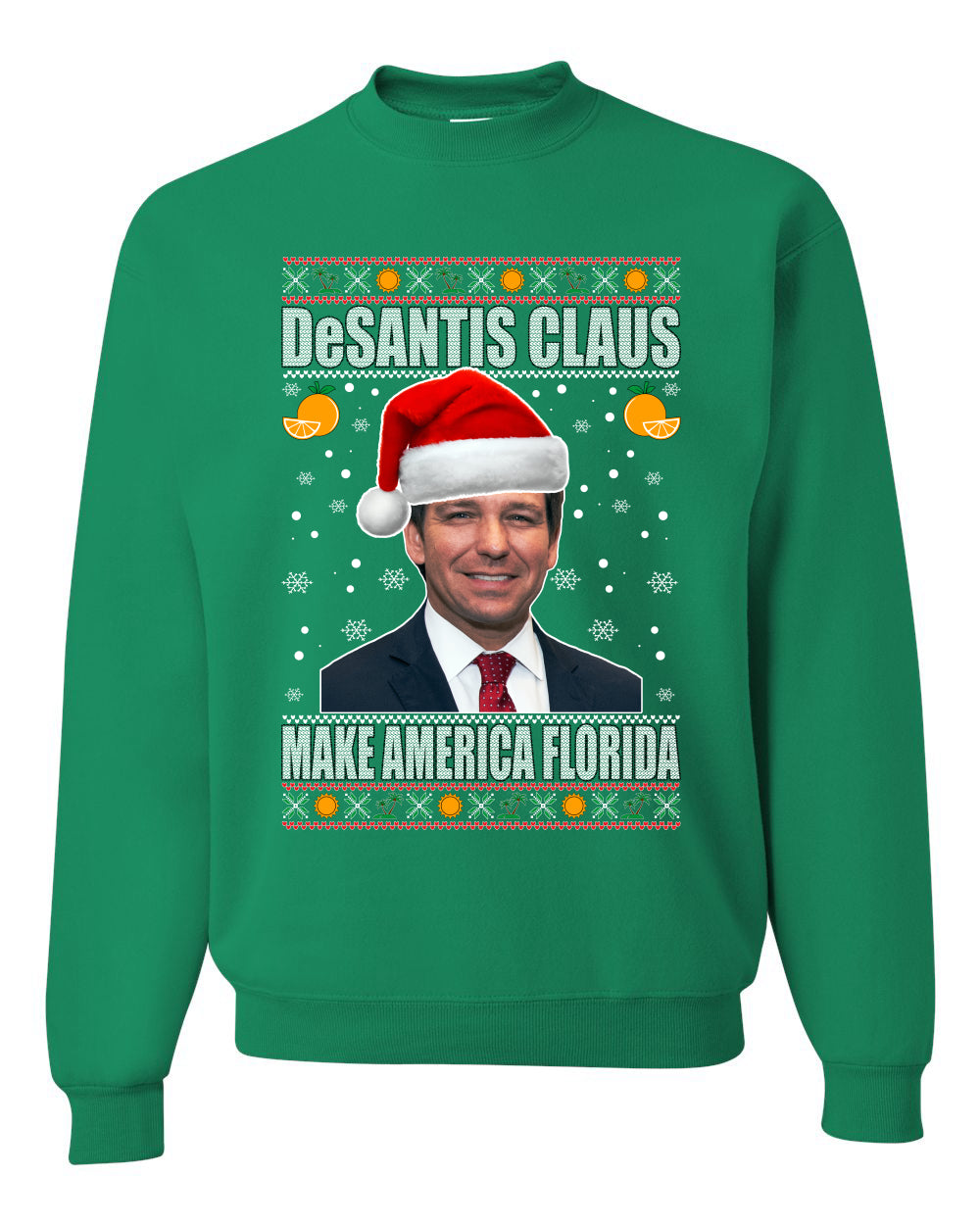 Men's Ugly Christmas Tri Blend Premium T-Shirt, Desantis Claus Ugly Christmas Sweater Unisex Crewneck Sweatshirt