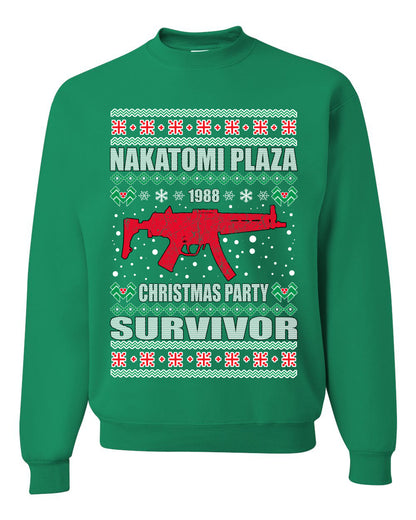 Men's Ugly Long Sleeve Shirt for Christmas Nakatomi Plaza Christmas Party Survivor Ugly Christmas Sweater Unisex Crewneck Sweatshirt