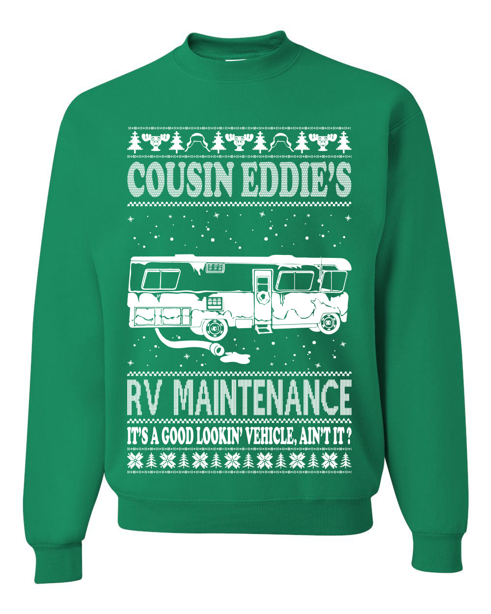 Men's Ugly Holiday Xmas Sweater Long Sleeve Shirt Cousin Eddie's RV Maintenance Family Vacation Ugly Christmas Sweater Unisex Crewneck Sweatshirt