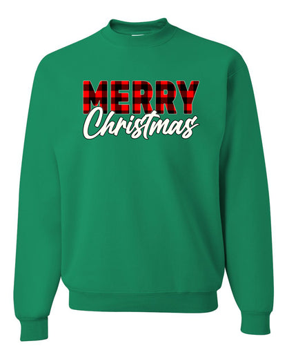 Men's Christmas Graphic TShirt, Plaid, Merry Christmas Buffalo  Ugly Christmas Sweater Unisex Crewneck Sweatshirt