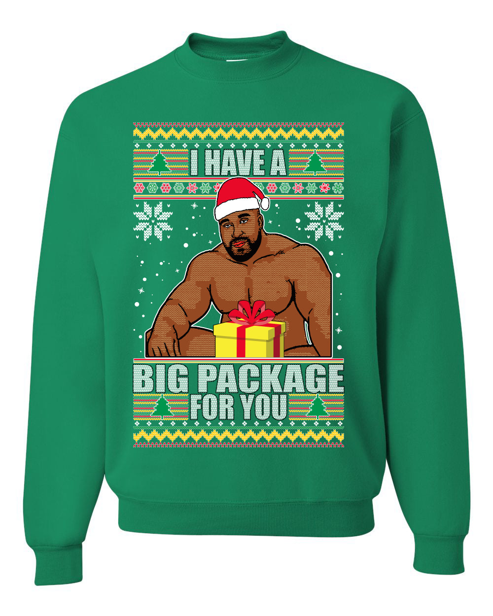 Graphic Meme Ugly Christmas Crewneck Sweater Sweatshirt "I Have A Big Package" Ugly Christmas Sweater Unisex Crewneck Sweatshirt