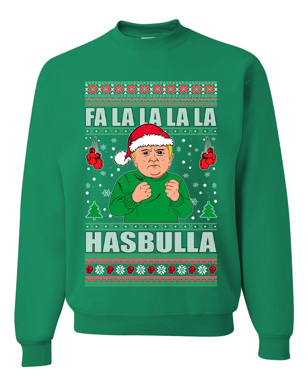 Men's Ugly Xmas Long Sleeve Shirt Sweater, FA la la la la HASBULla Ugly Christmas Sweater Unisex Crewneck Sweatshirt