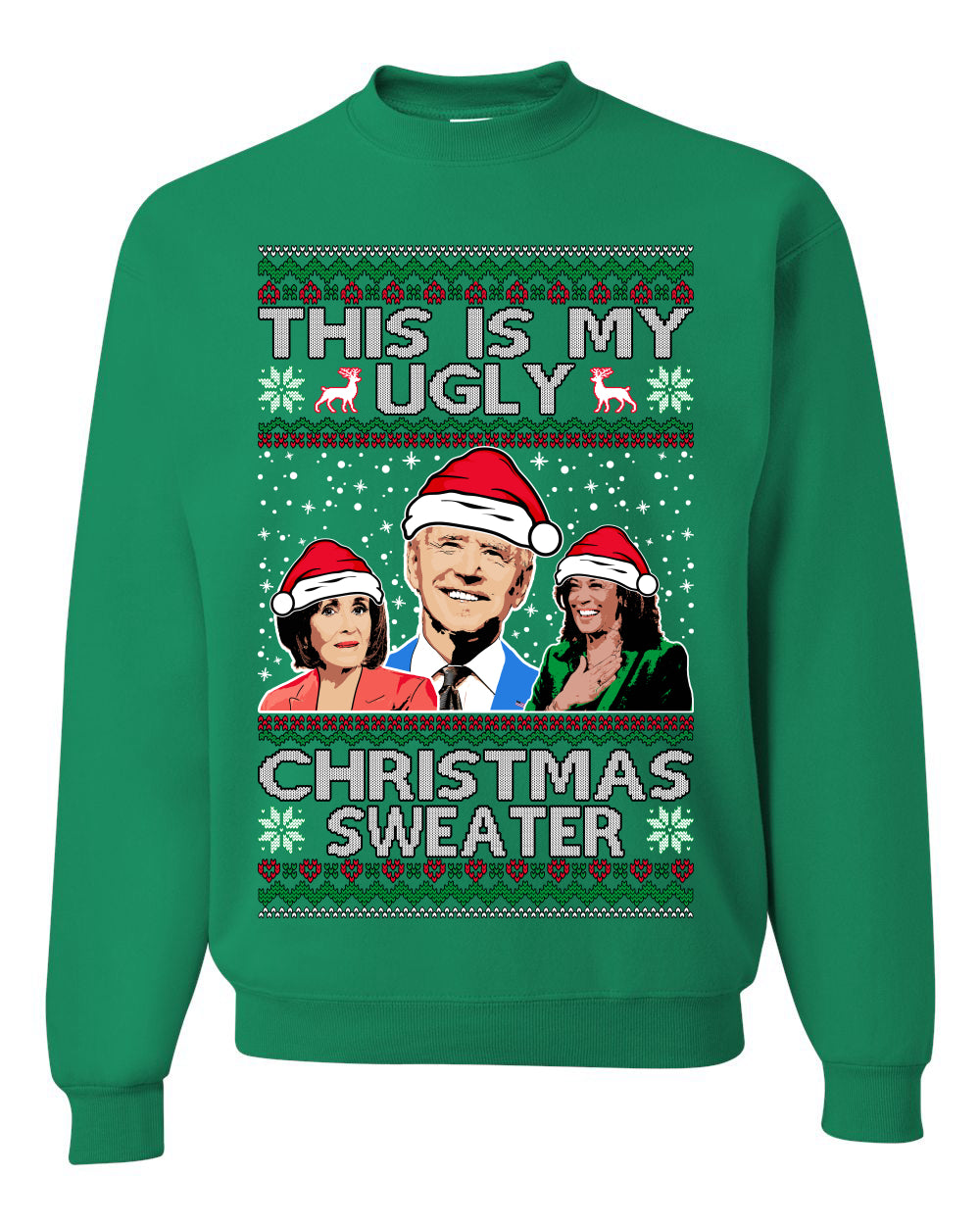 Men's Graphic Ugly Xmas Sweater, This is My Ugly Christmas Sweater, Anti Democrat Biden Kamala Pelosi, Wild Bobby  Ugly Christmas Sweater Unisex Crewneck Sweatshirt