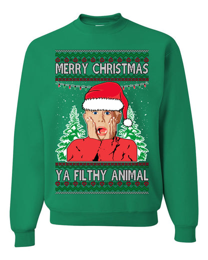 Ugly Unisex Crewneck Sweater Merry Christmas Home Alone Kid Ugly Christmas Sweater Unisex Crewneck Sweatshirt